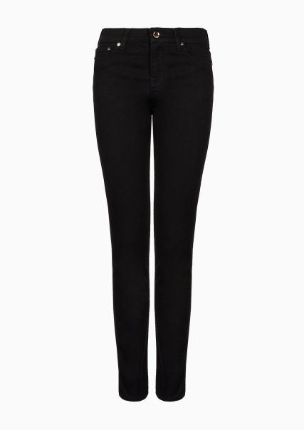 Stock Jeans Black Femme Pantalon 5 Poches Coupe Slim En Coton Stretch